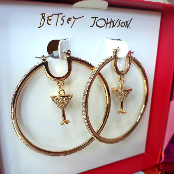 Betsey Johnson Jewelry - Betsy Johnson cocktail hoop earings